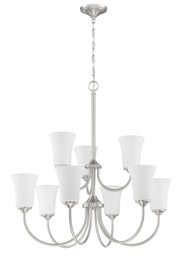 Gwyneth Nine Light Chandelier in Brushed Polished Nickel