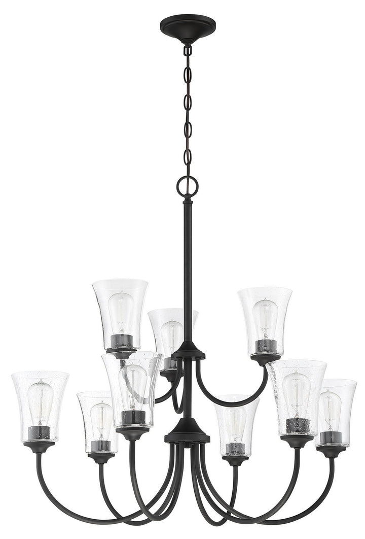 Gwyneth Nine Light Chandelier in Flat Black