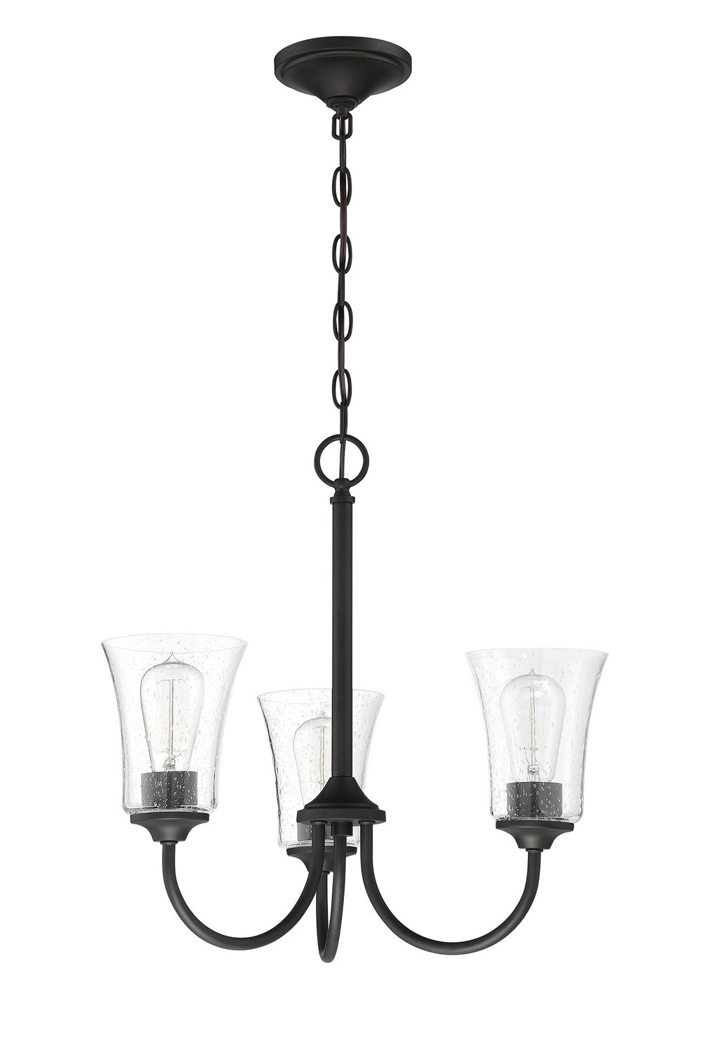 Gwyneth Three Light Chandelier in Flat Black