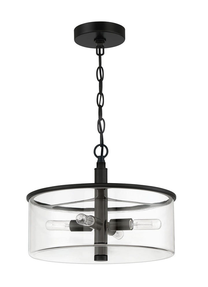 Hailie Four Light Convertible Semi Flush in Flat Black