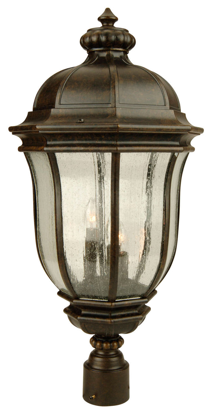 Harper Three Light Post Mount in Peruvian Bronze Outdoor