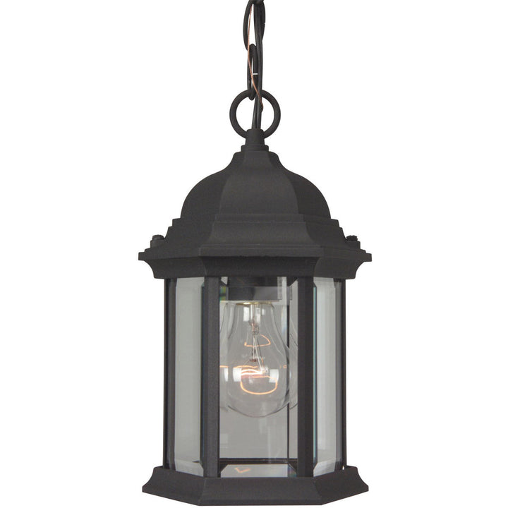 Hex Style Cast One Light Pendant in Textured Black