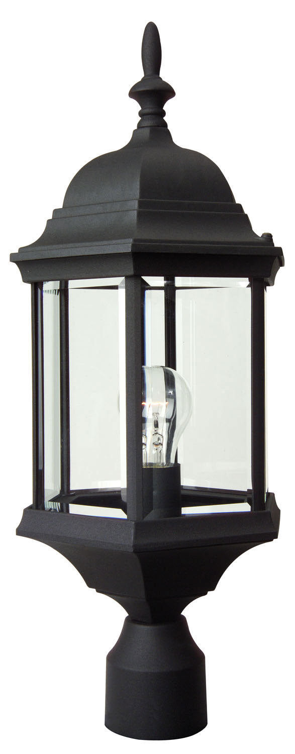 Hex Style Cast One Light Post Mount in Textured Black