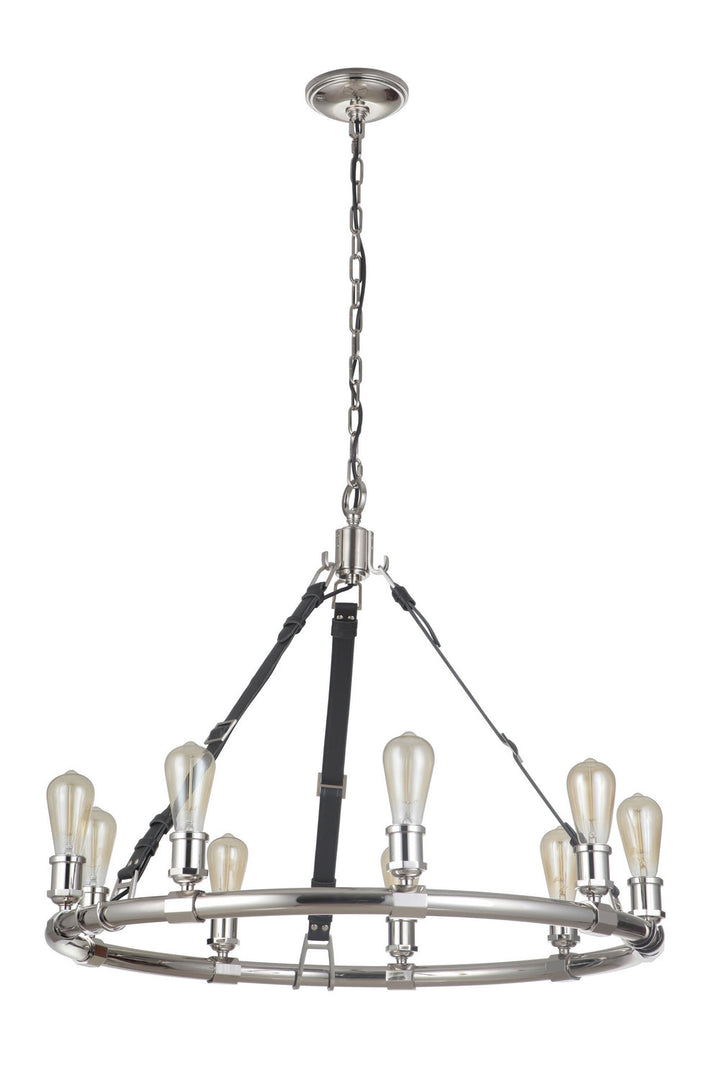 Huxley Nine Light Chandelier in Polished Nickel