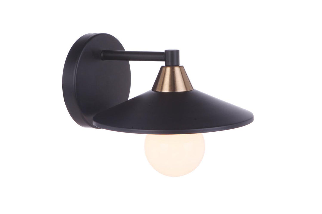 Isaac One Light Wall Sconce in Flat Black/Satin Brass