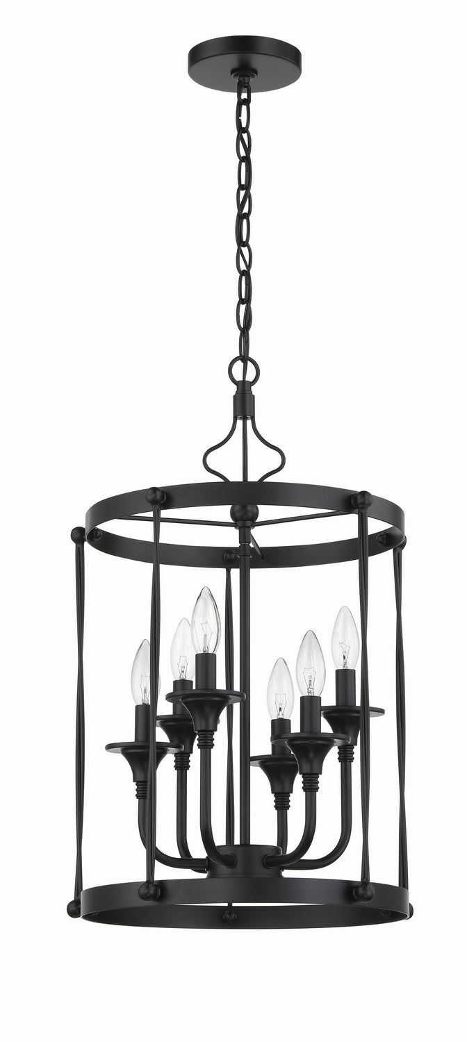 Jolenne Six Light Foyer Pendant in Flat Black