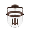 Karloff Three Light Semi-Flush Mount in Textured Rust