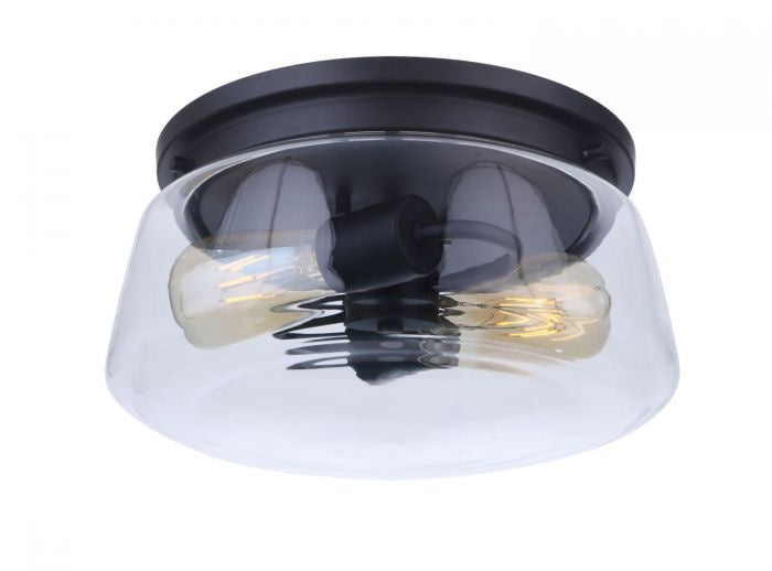 Laclede Two Light Outdoor Flush Mount in Midnight