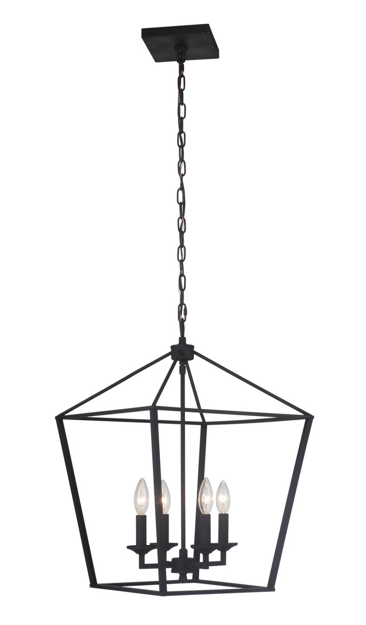 Flynt Four Light Foyer Pendant in Flat Black