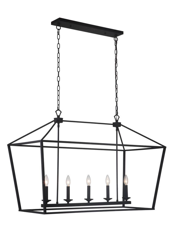 Flynt Five Light Island Pendant in Flat Black