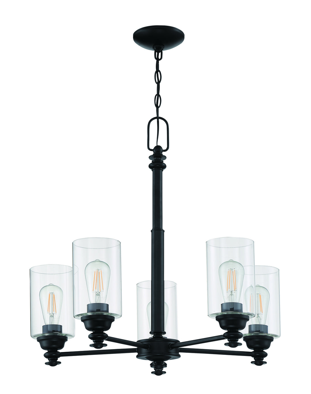 Dardyn Five Light Chandelier in Flat Black