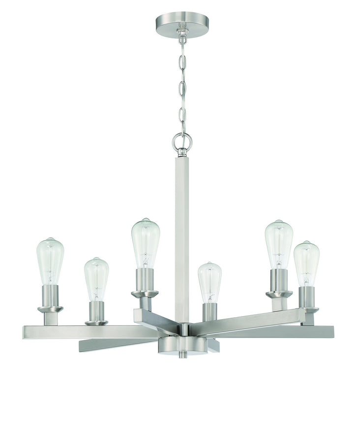 Chicago Six Light Chandelier in Brushed Polished Nickel