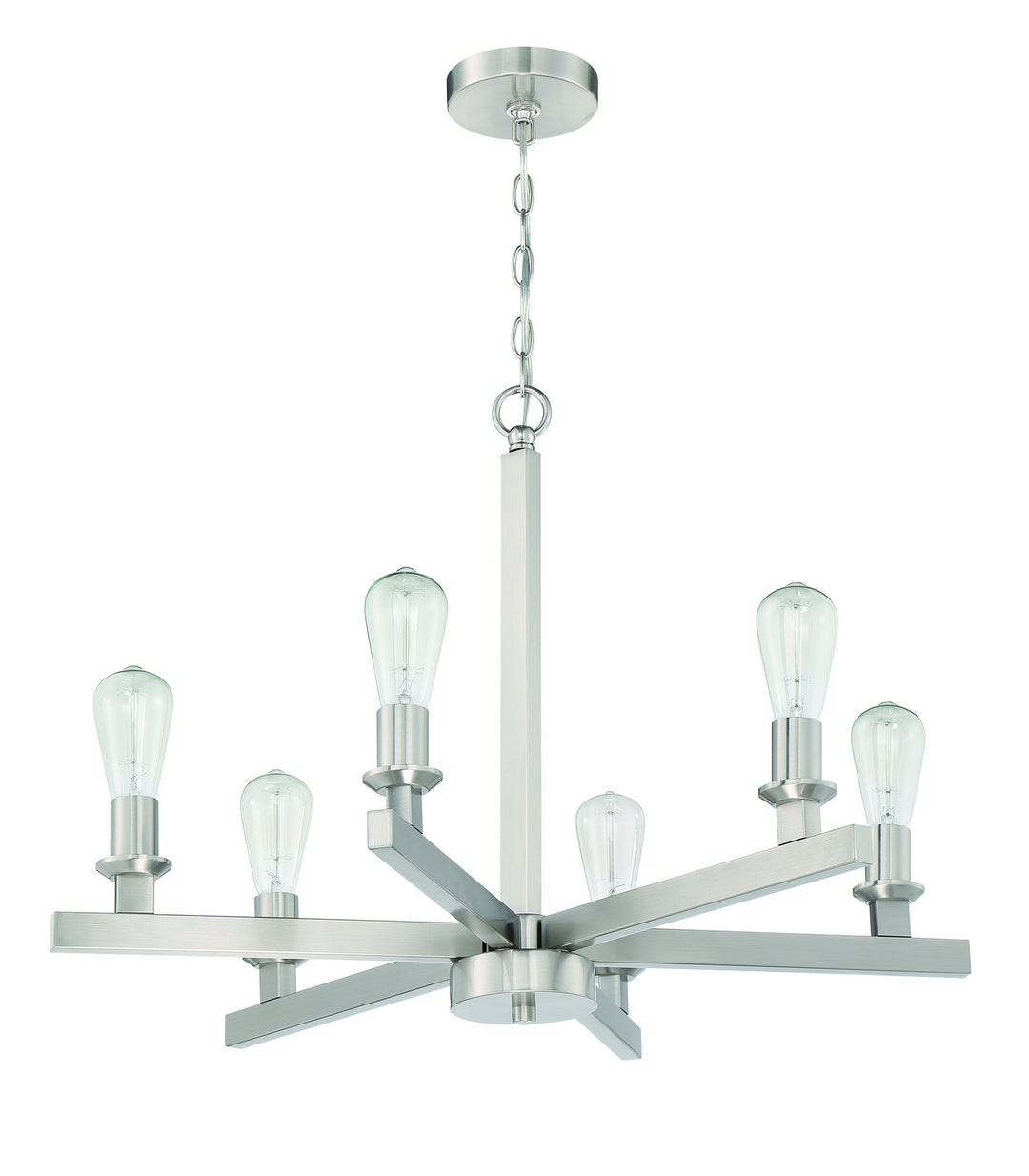 Chicago Six Light Chandelier in Brushed Polished Nickel