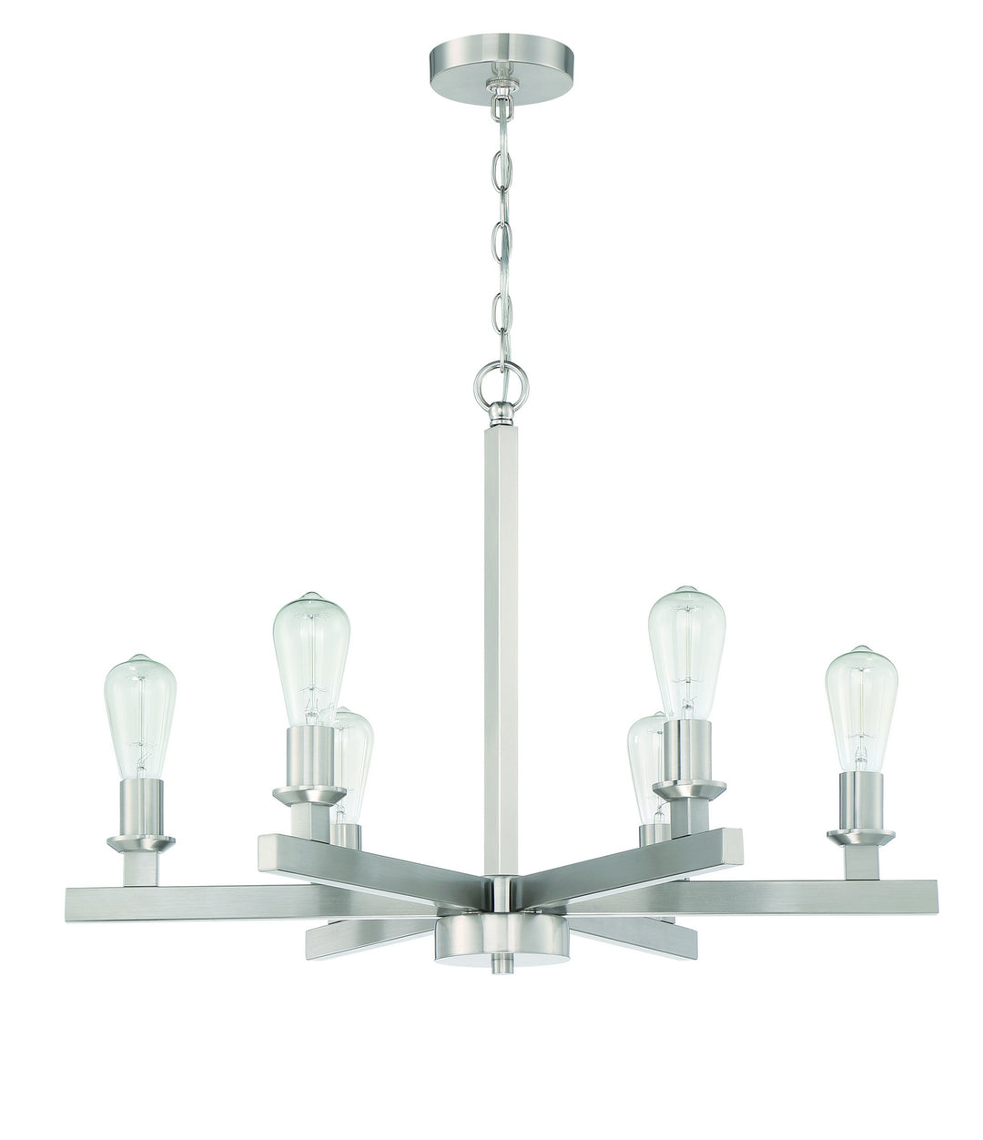 Chicago Six Light Chandelier in Brushed Polished Nickel