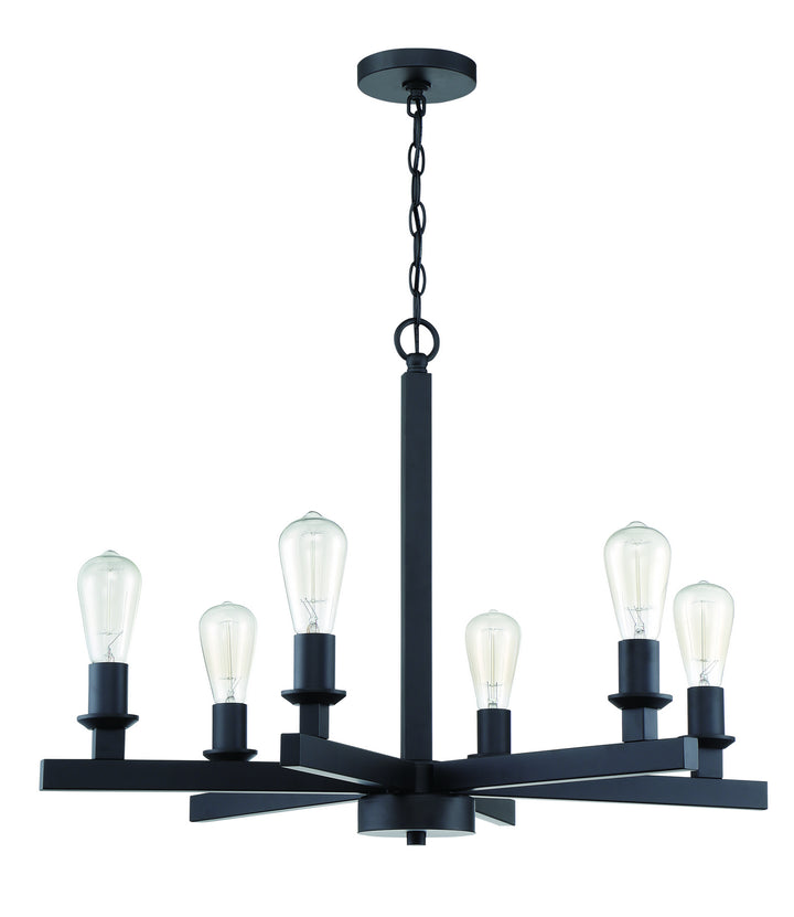 Chicago Six Light Chandelier in Flat Black