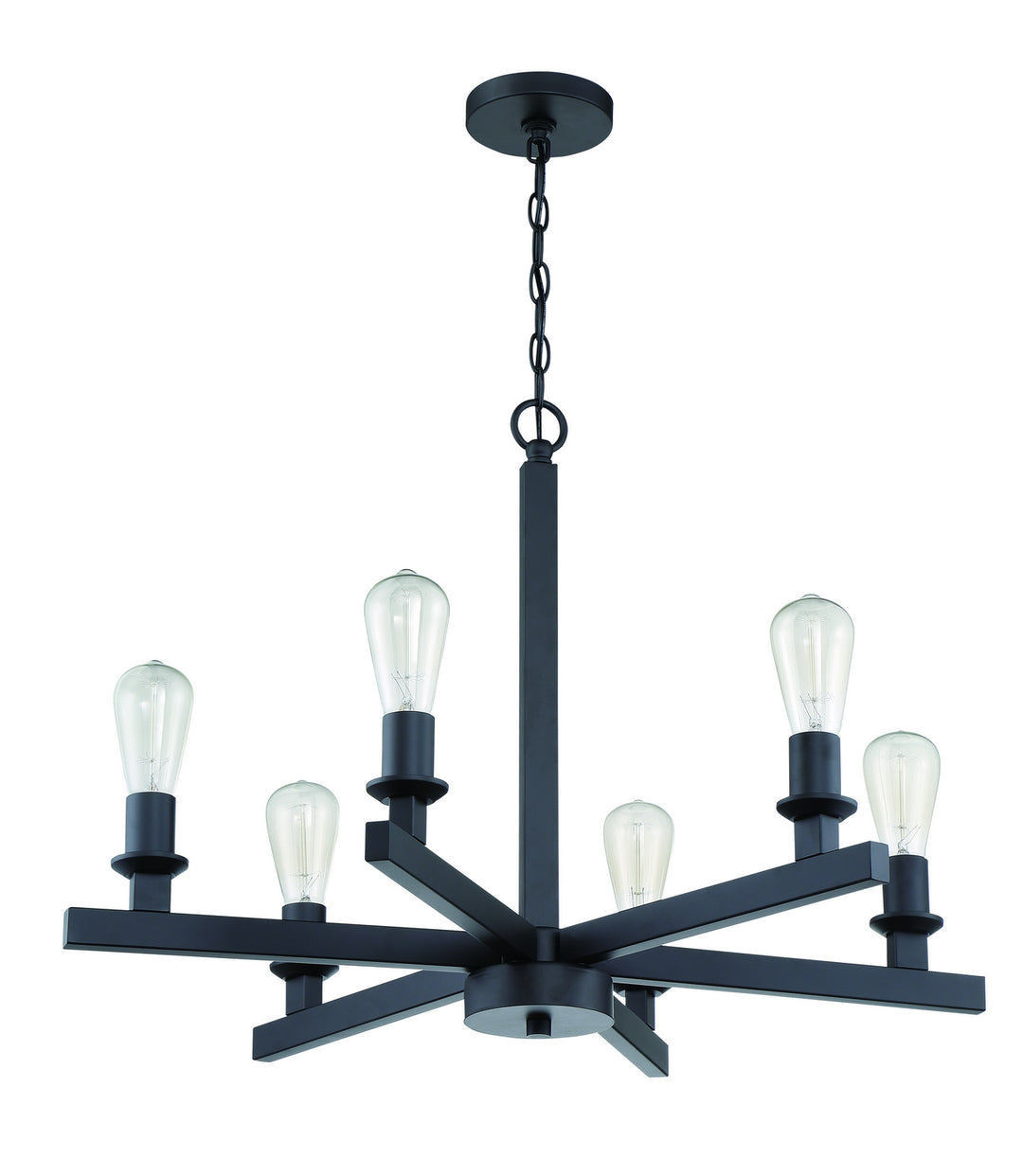 Chicago Six Light Chandelier in Flat Black