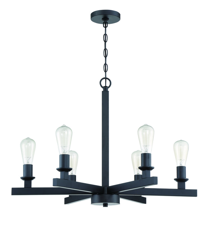 Chicago Six Light Chandelier in Flat Black