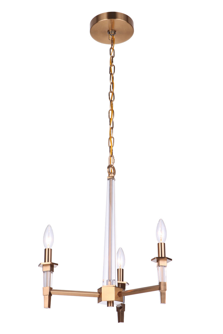 Tarryn Three Light Chandelier in Satin Brass