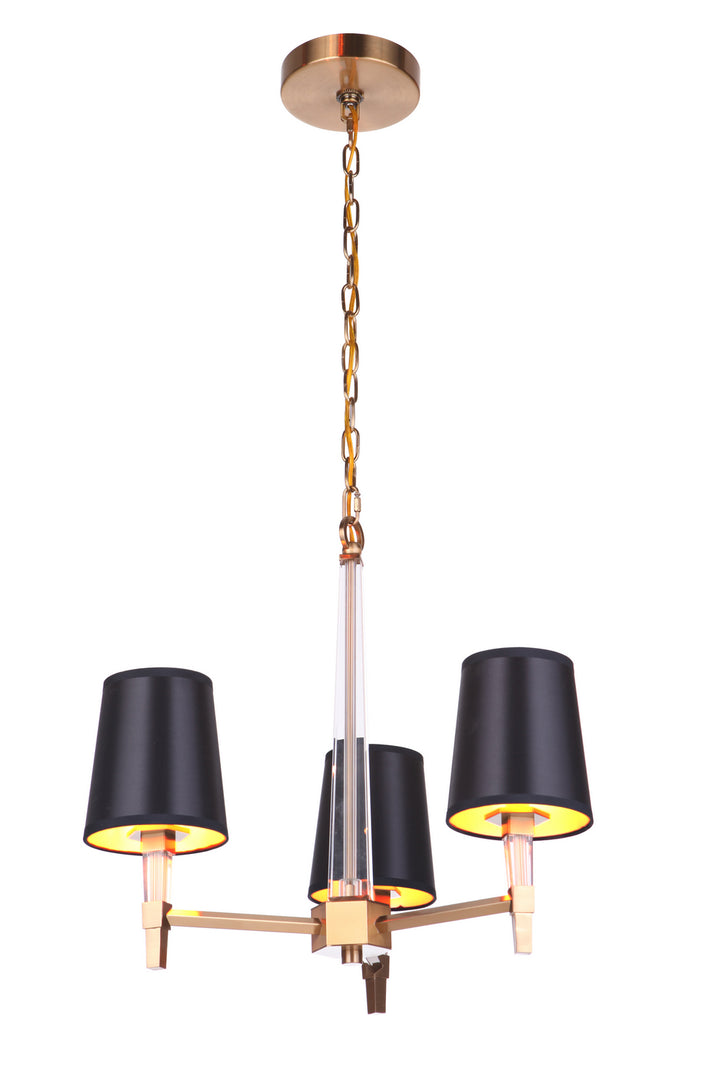 Tarryn Three Light Chandelier in Satin Brass