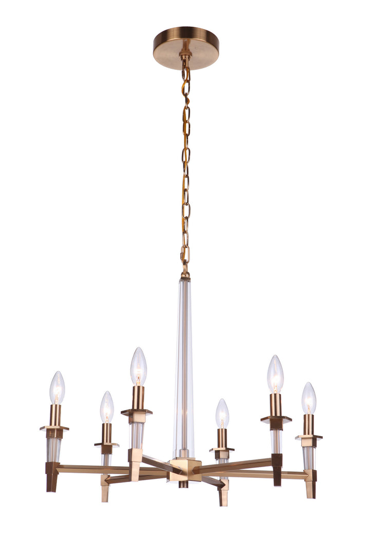 Tarryn Six Light Chandelier in Satin Brass