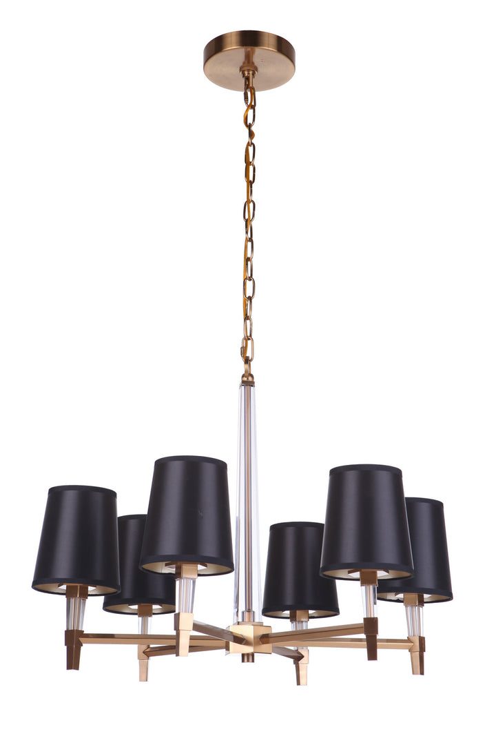 Tarryn Six Light Chandelier in Satin Brass