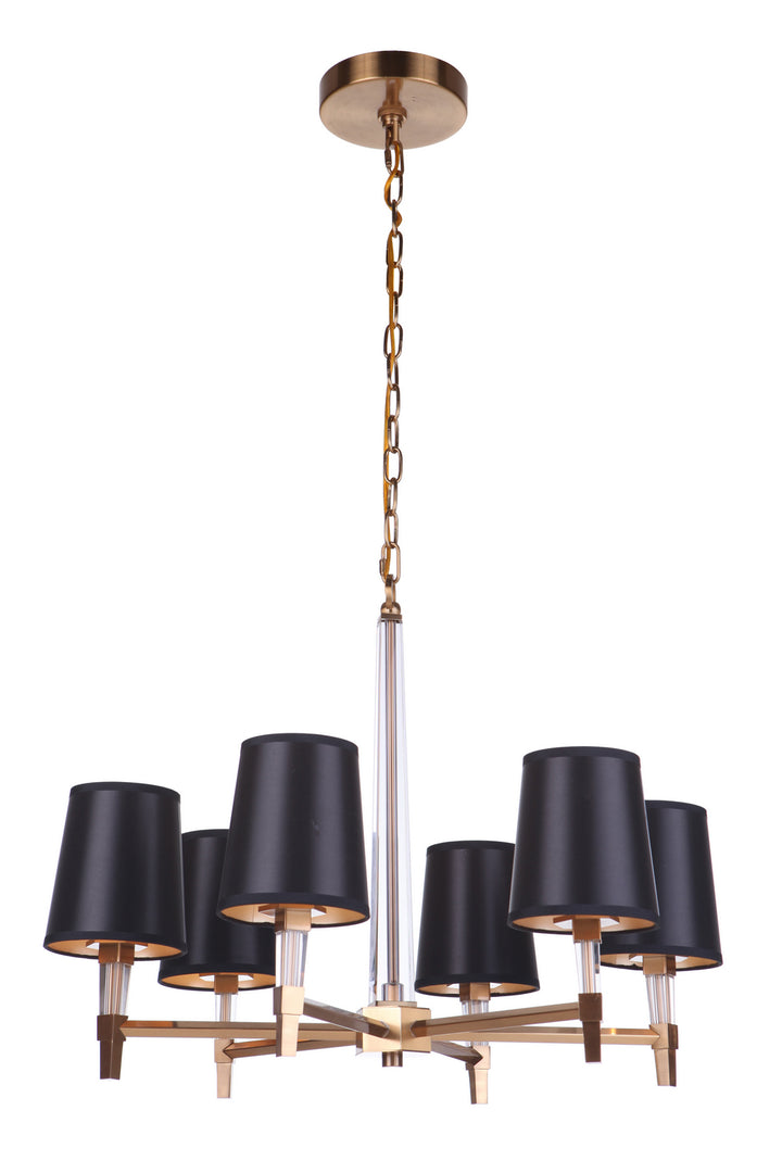 Tarryn Six Light Chandelier in Satin Brass