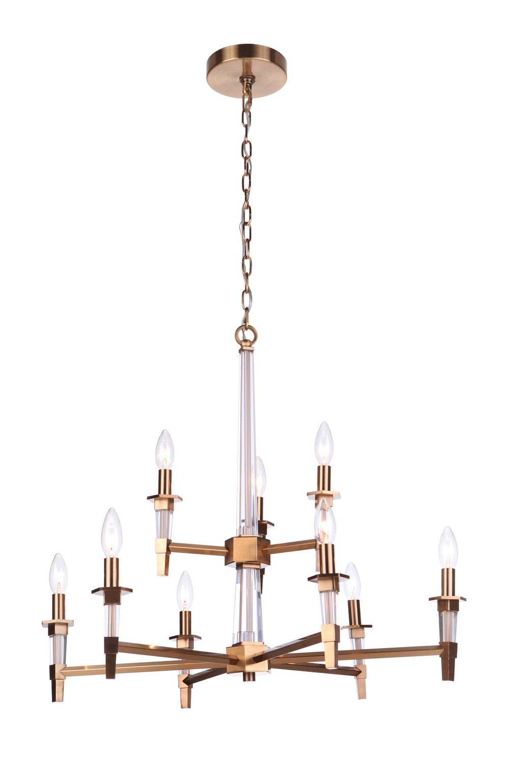 Tarryn Nine Light Chandelier in Satin Brass