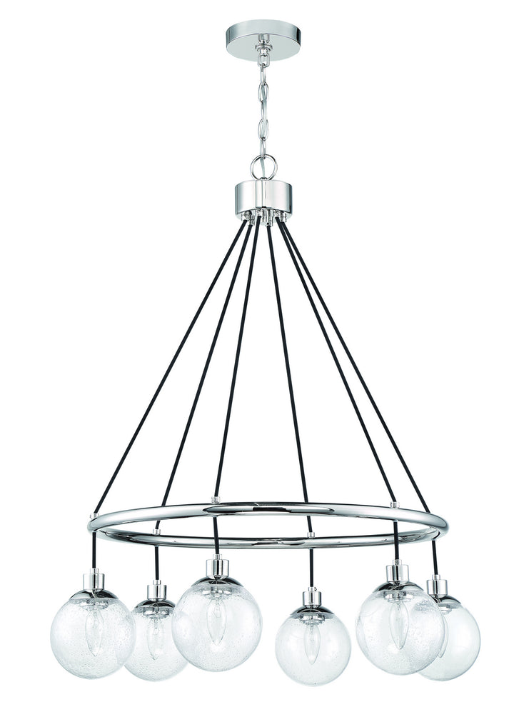 Que Six Light Chandelier in Chrome