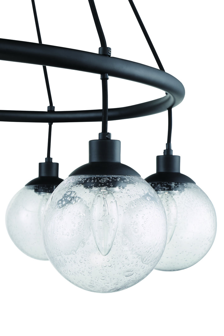 Que Six Light Chandelier in Flat Black