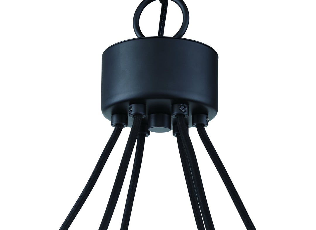 Que Six Light Chandelier in Flat Black