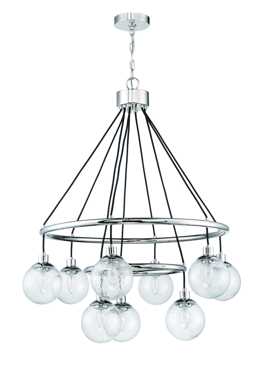 Que Nine Light Chandelier in Chrome