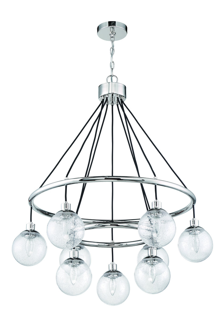 Que Nine Light Chandelier in Chrome