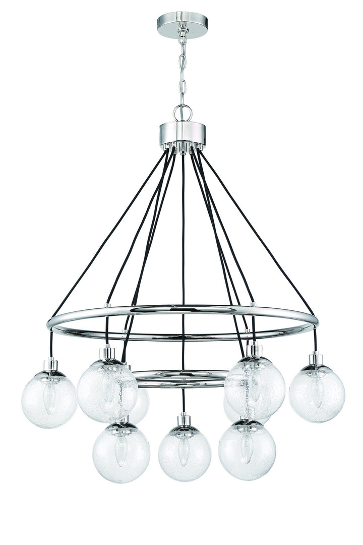 Que Nine Light Chandelier in Chrome