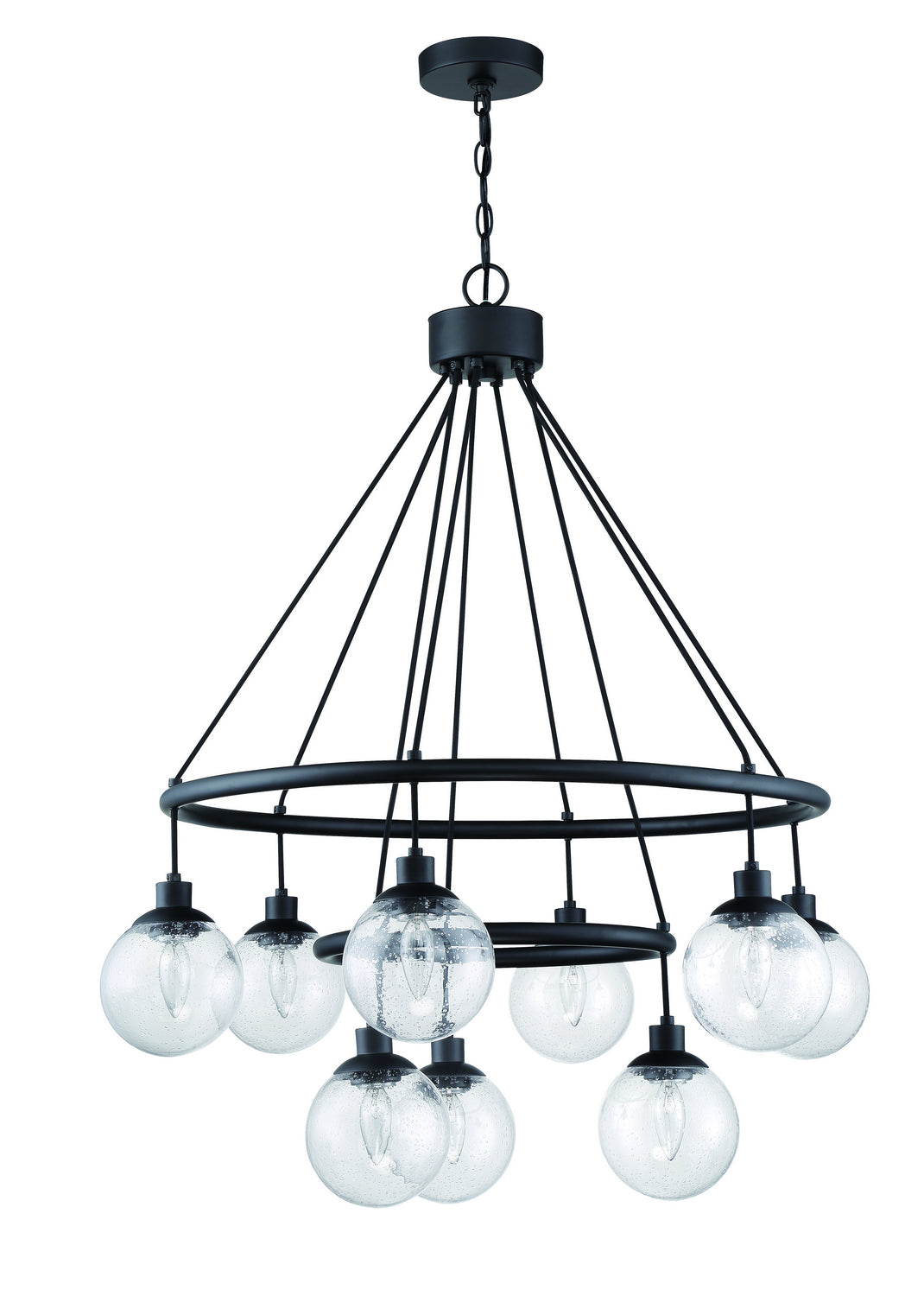 Que Nine Light Chandelier in Flat Black