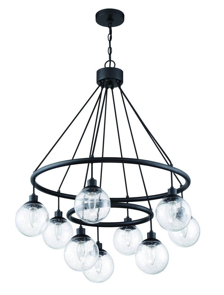 Que Nine Light Chandelier in Flat Black