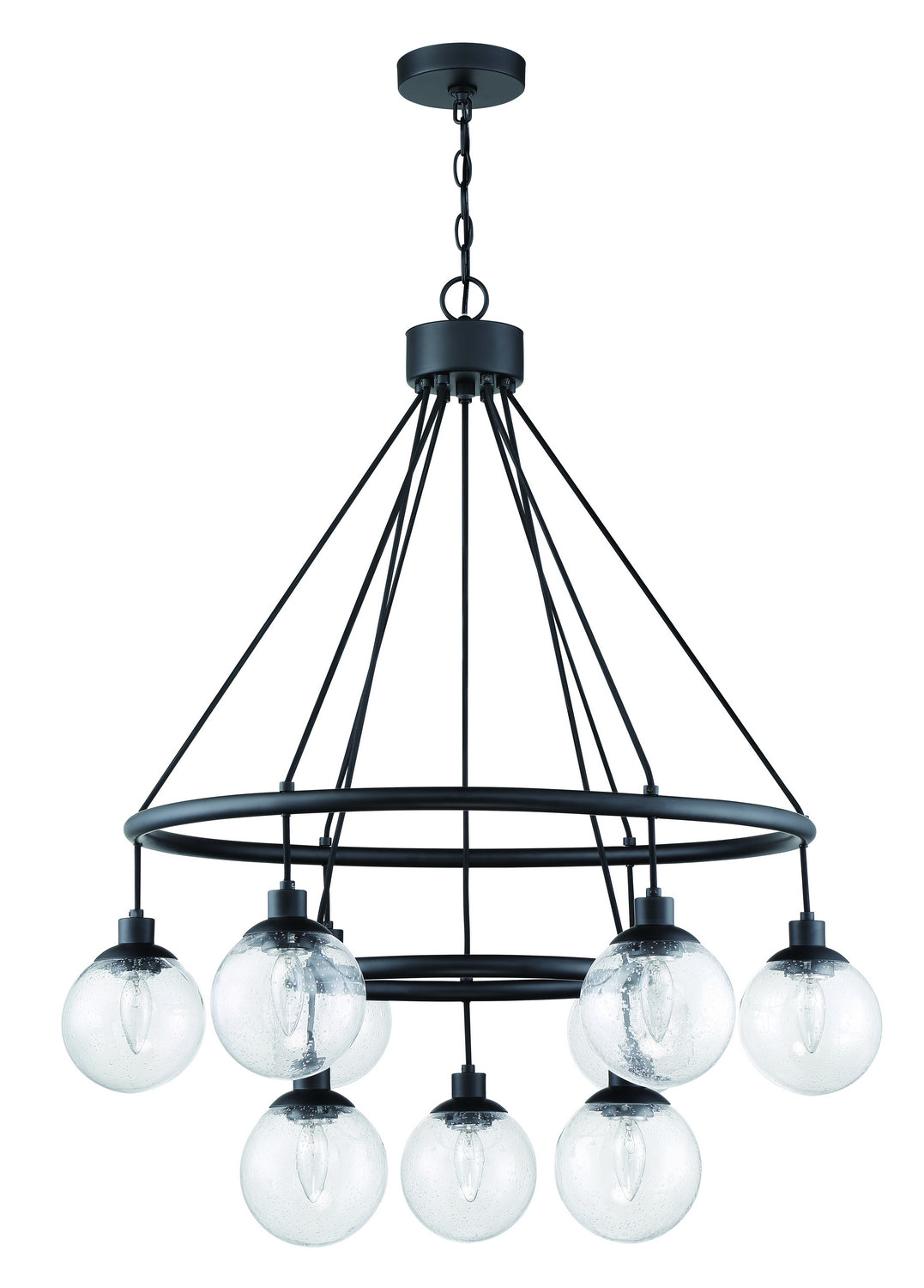 Que Nine Light Chandelier in Flat Black