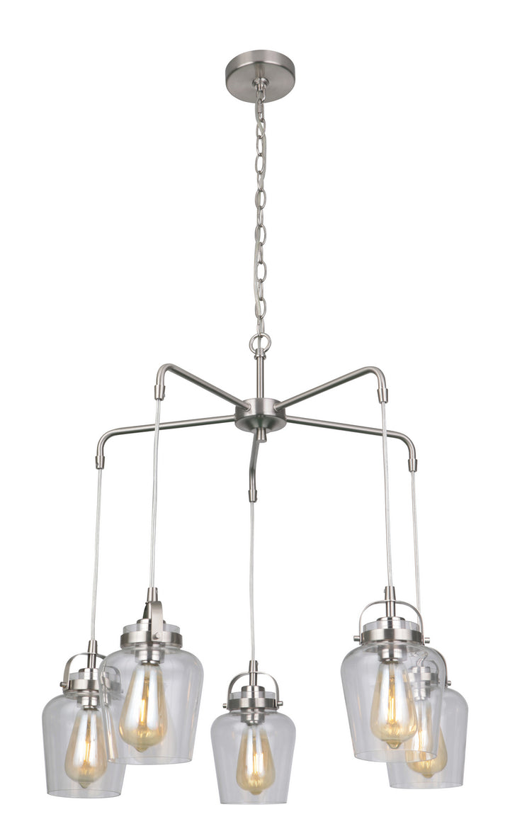 Trystan Five Light Chandelier in Brushed Polished Nickel