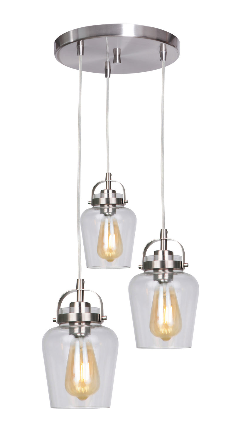 Trystan Three Light Pendant in Brushed Polished Nickel