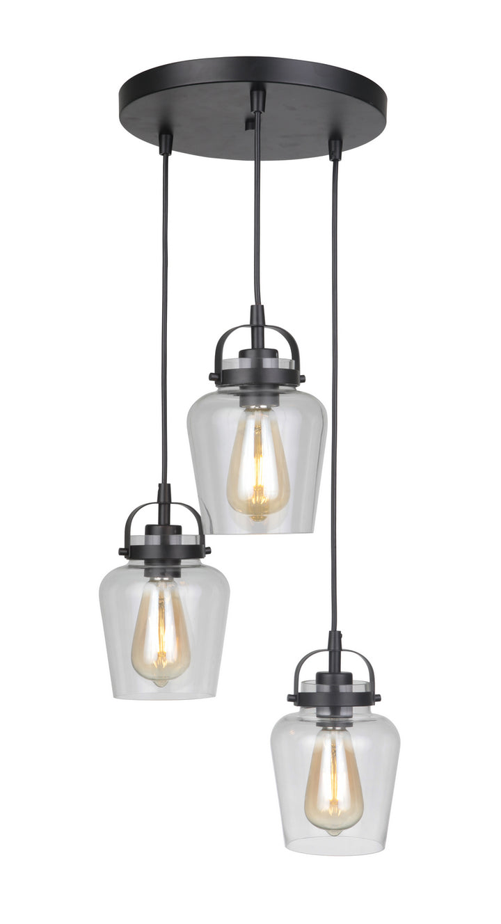 Trystan Three Light Pendant in Flat Black