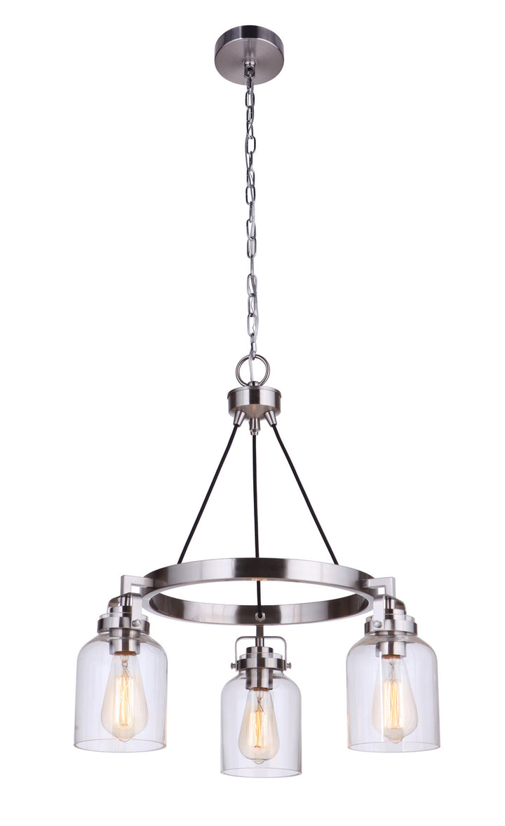 Foxwood Three Light Chandelier in Brushed Polished Nickel