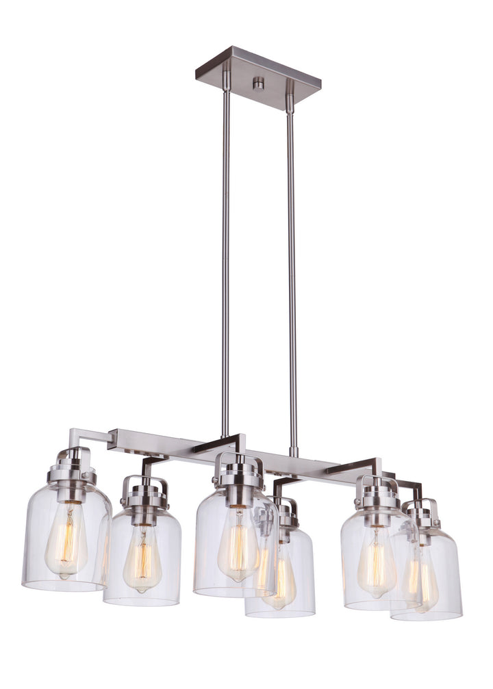 Foxwood Six Light Island Pendant in Brushed Polished Nickel