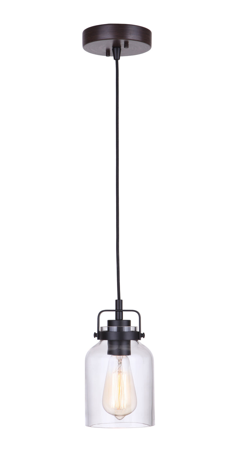 Foxwood One Light Mini Pendant in Flat Black/Dark Teak