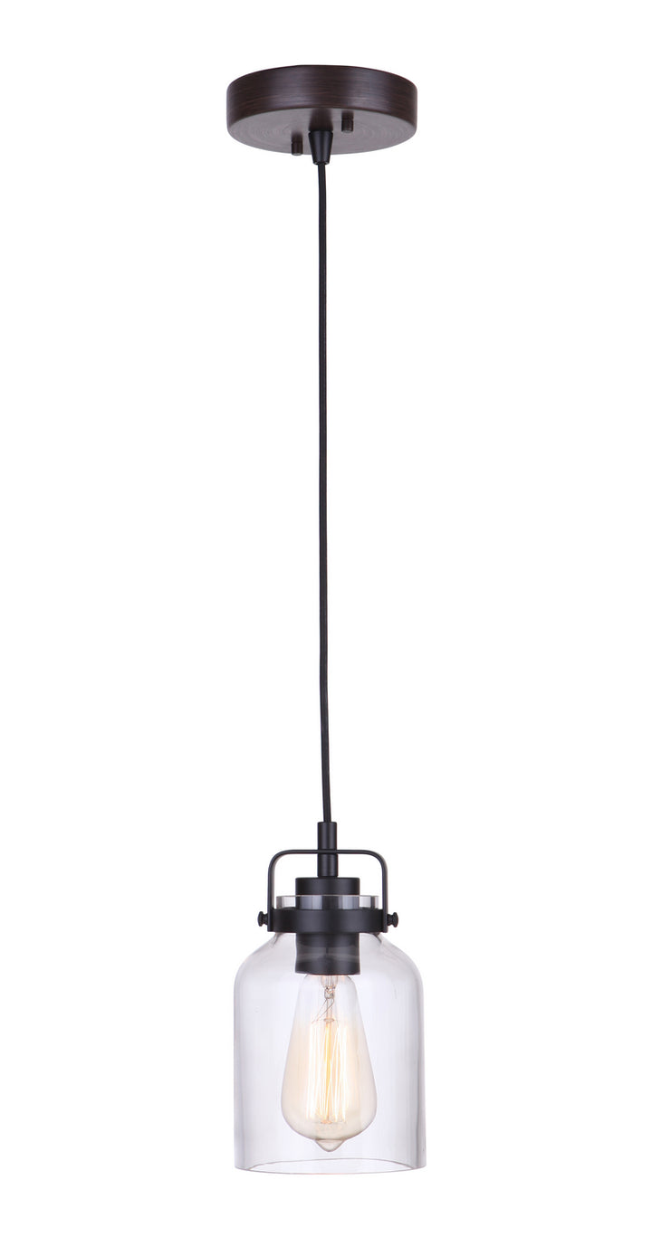 Foxwood One Light Mini Pendant in Flat Black/Dark Teak