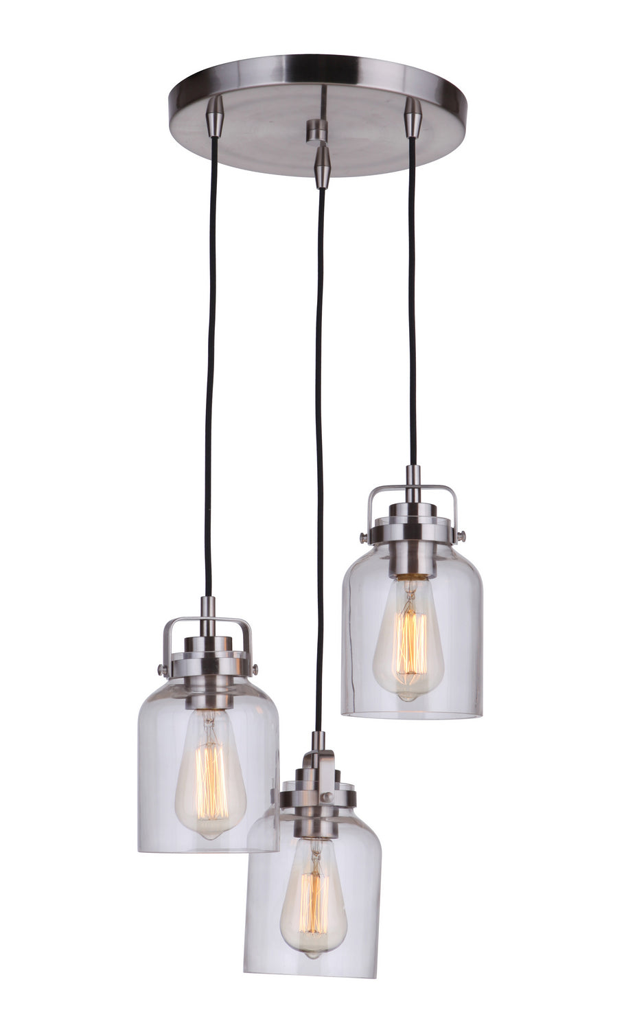 Foxwood Three Light Pendant in Brushed Polished Nickel