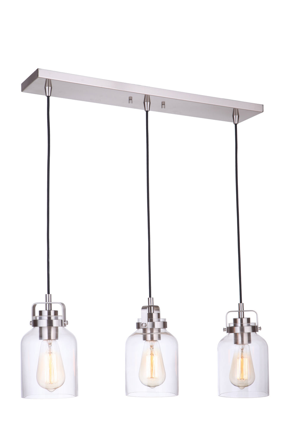 Foxwood Three Light Linear Pendant in Brushed Polished Nickel