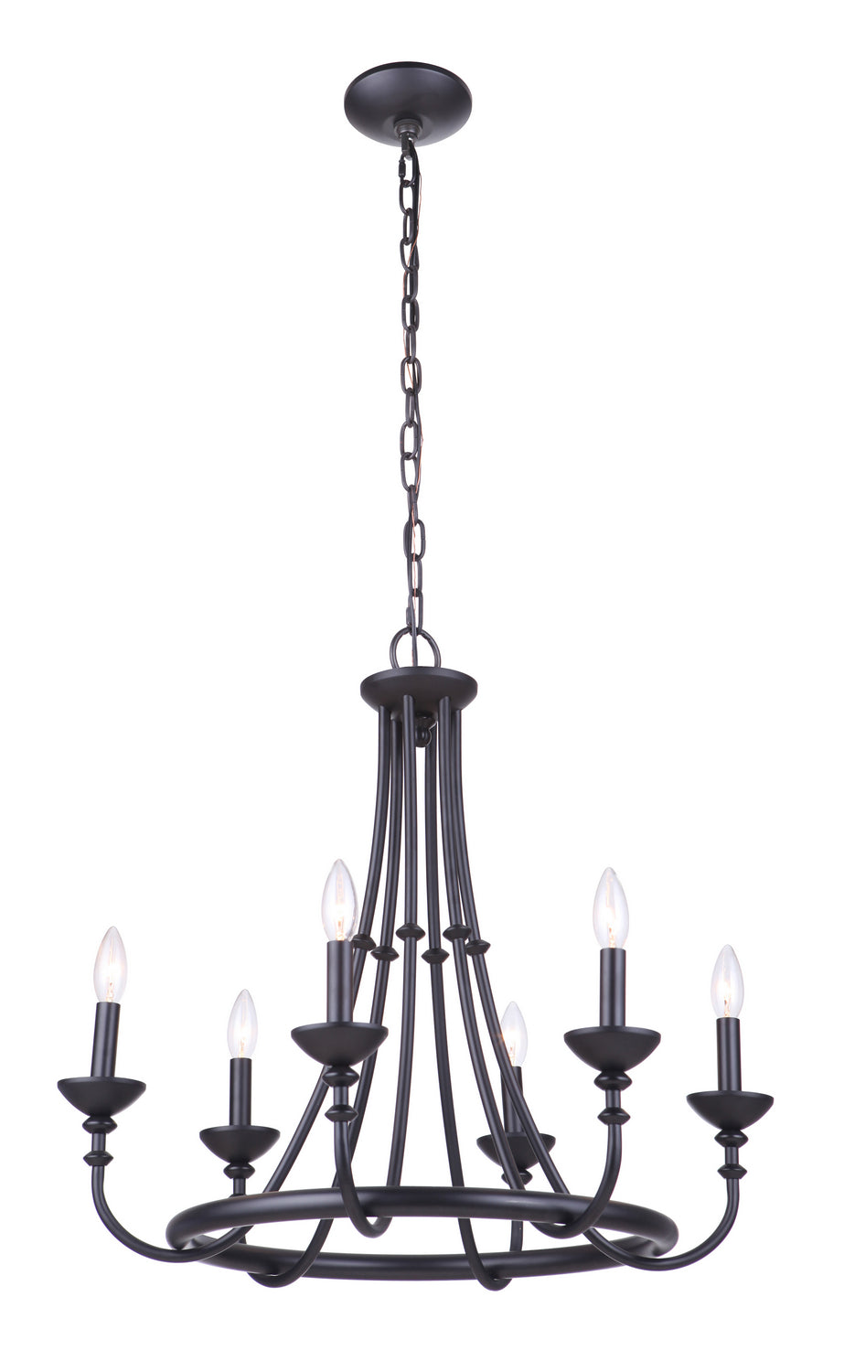 Marlowe Six Light Chandelier in Flat Black