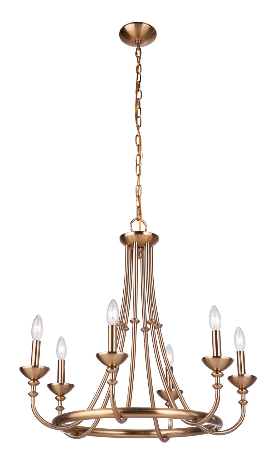 Marlowe Six Light Chandelier in Satin Brass