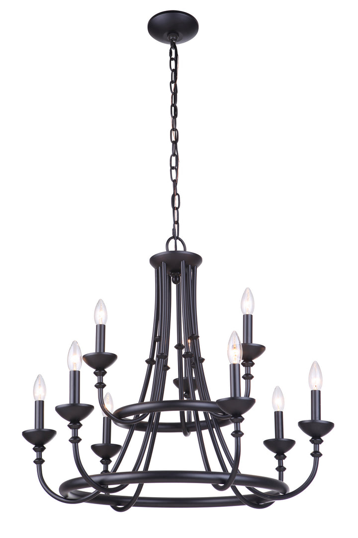 Marlowe Nine Light Chandelier in Flat Black