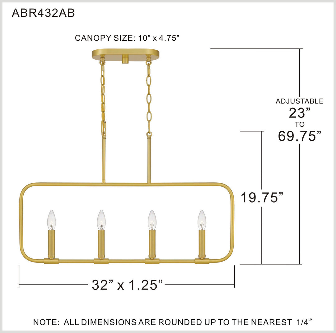 Quoizel Four Light Linear Chandelier