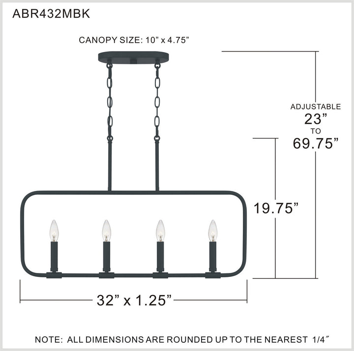 Quoizel Four Light Linear Chandelier